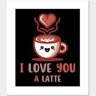 I Love You A Latte | Cute Valentine's Day Gift for Latte Lover | Coffee Quote Posters and Art